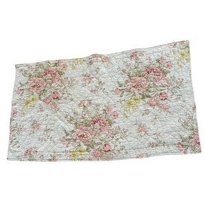 SHABBY CHIC Pink Roses Quilted Pillow Sham Long Handmade ? No Tags (description)